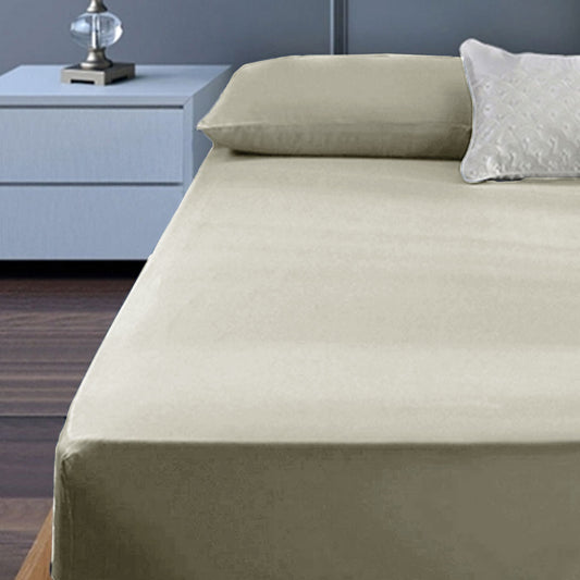400TC Cotton Percale King Single Combo Set 50cm Wall Taupe Tristar Online