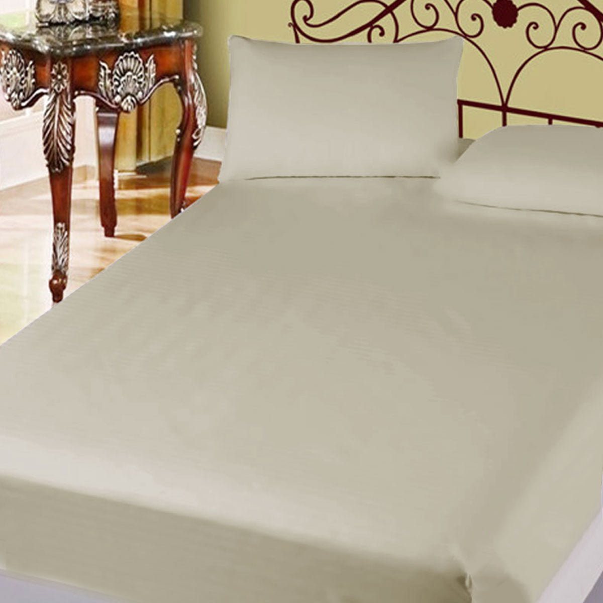400TC Cotton Percale Super Queen Combo Set 50cm Wall Taupe Tristar Online