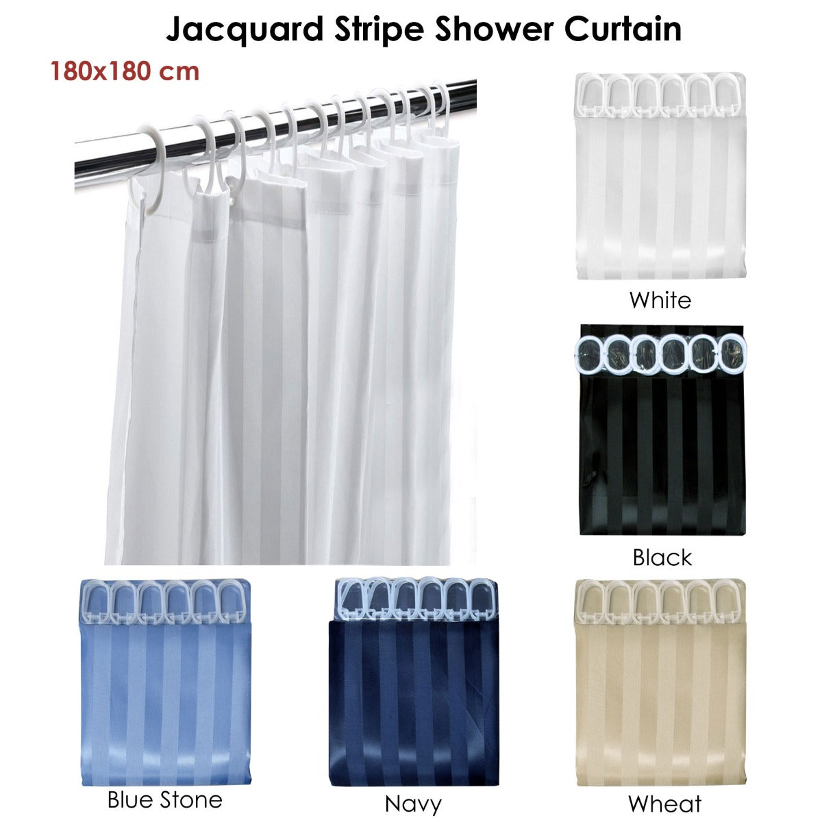 Jacquard Stripe Shower Curtain Blue Stone Tristar Online