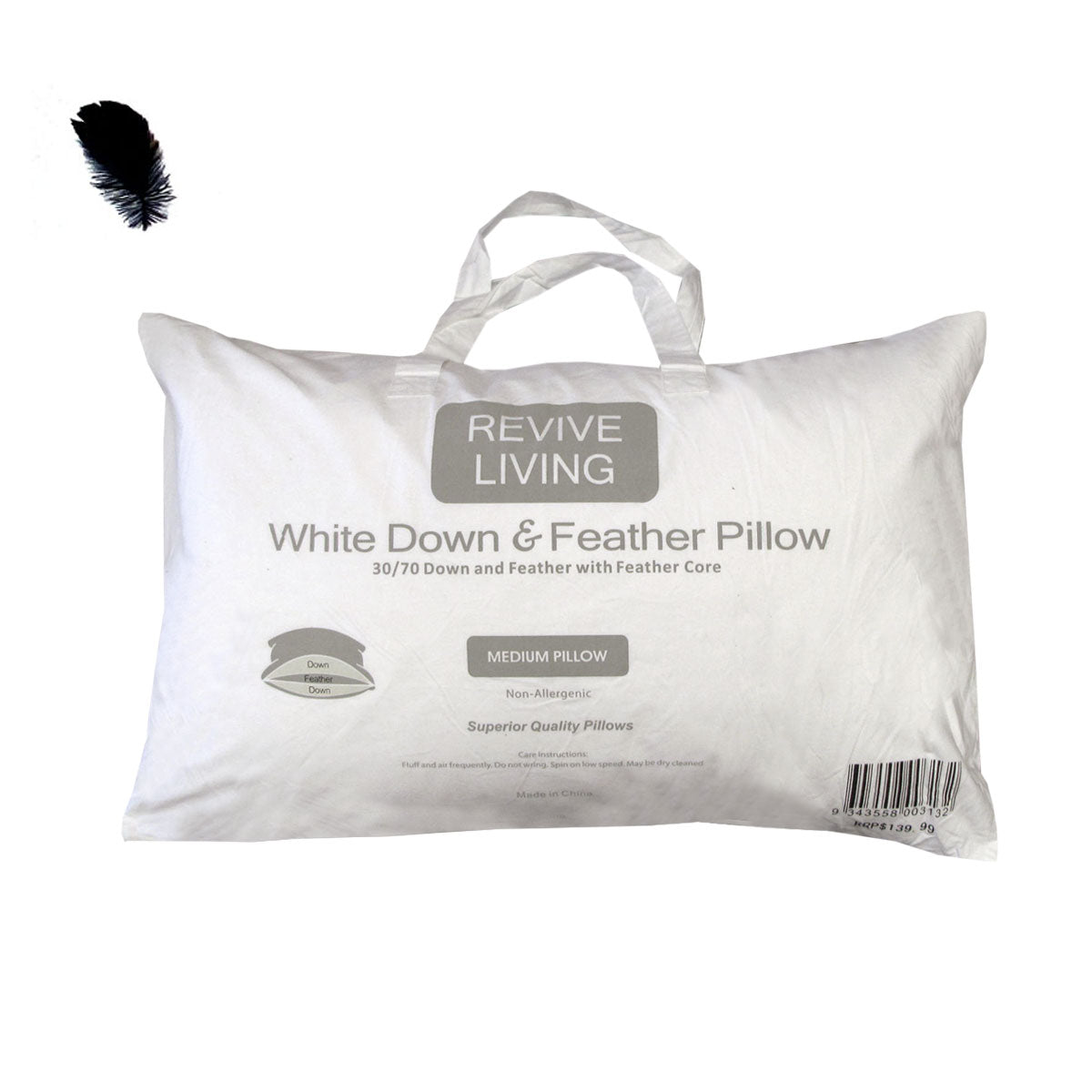 70% Feather 30% Down Superior Medium Standard Pillow 48 x 73 cm Tristar Online