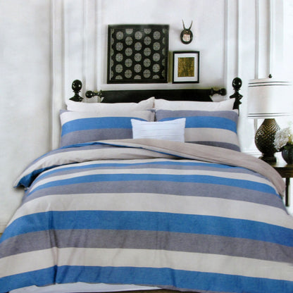 250TC Cotton Reversible Quilt Cover Set Beachy Stripes Queen Tristar Online