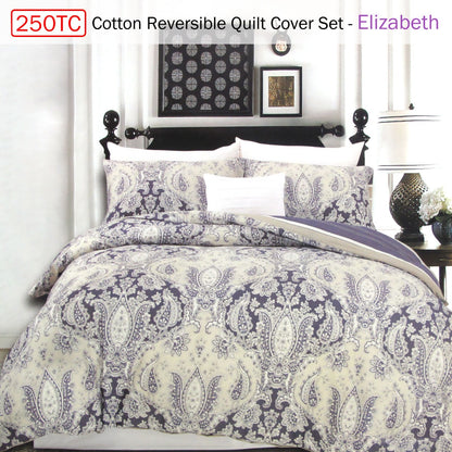 250TC Cotton Reversible Quilt Cover Set Elizabeth Queen Tristar Online