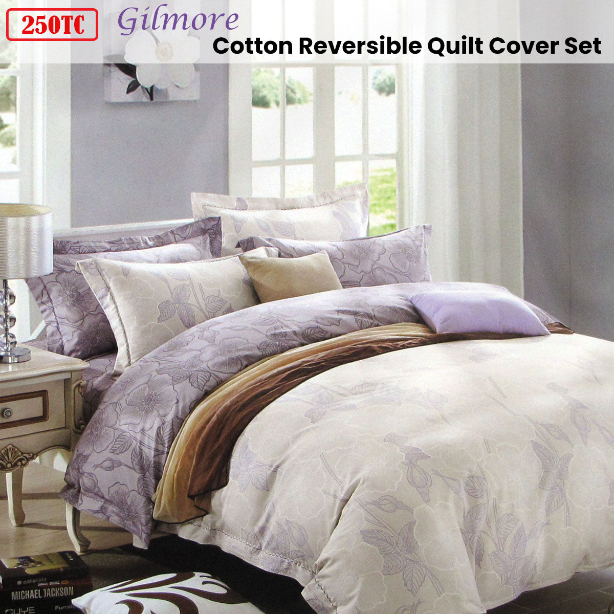 250TC Gilmore Cotton Reversible Quilt Cover Set King Tristar Online