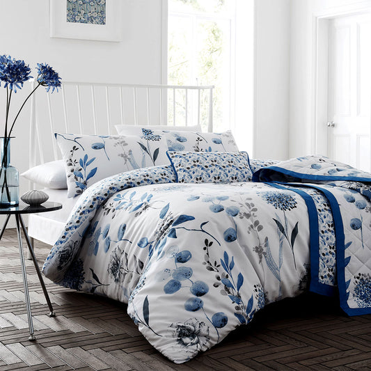 Ink Floral Blue Quilt Cover Set Queen Tristar Online
