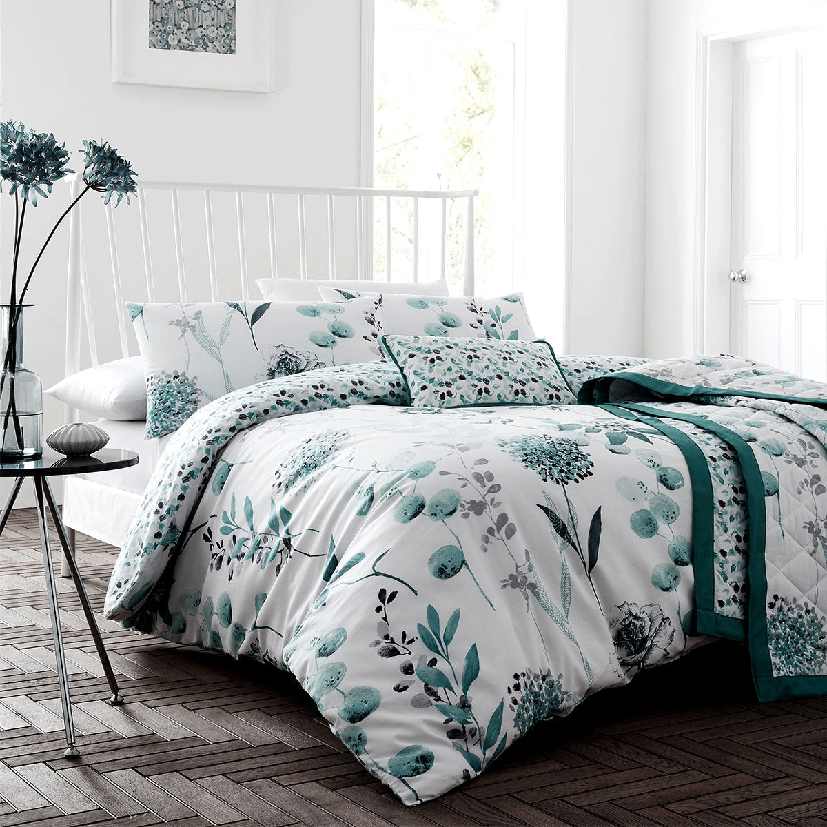 Ink Floral Teal Quilt Cover Set King Tristar Online