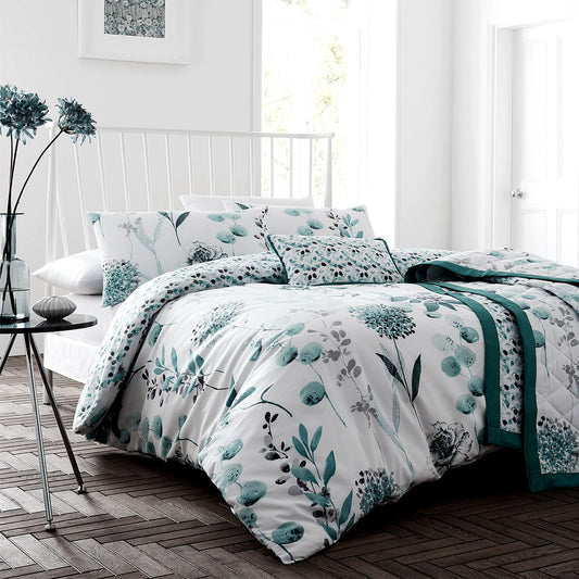 Ink Floral Teal Quilt Cover Set Queen Tristar Online