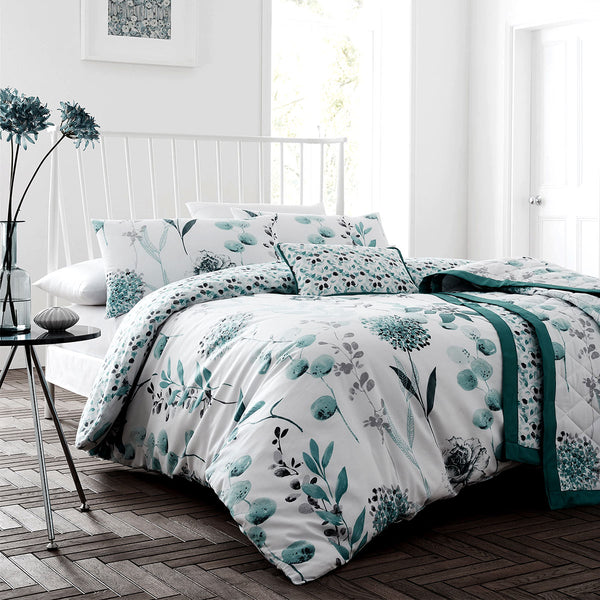 Ink Floral Teal Quilt Cover Set Super King Tristar Online