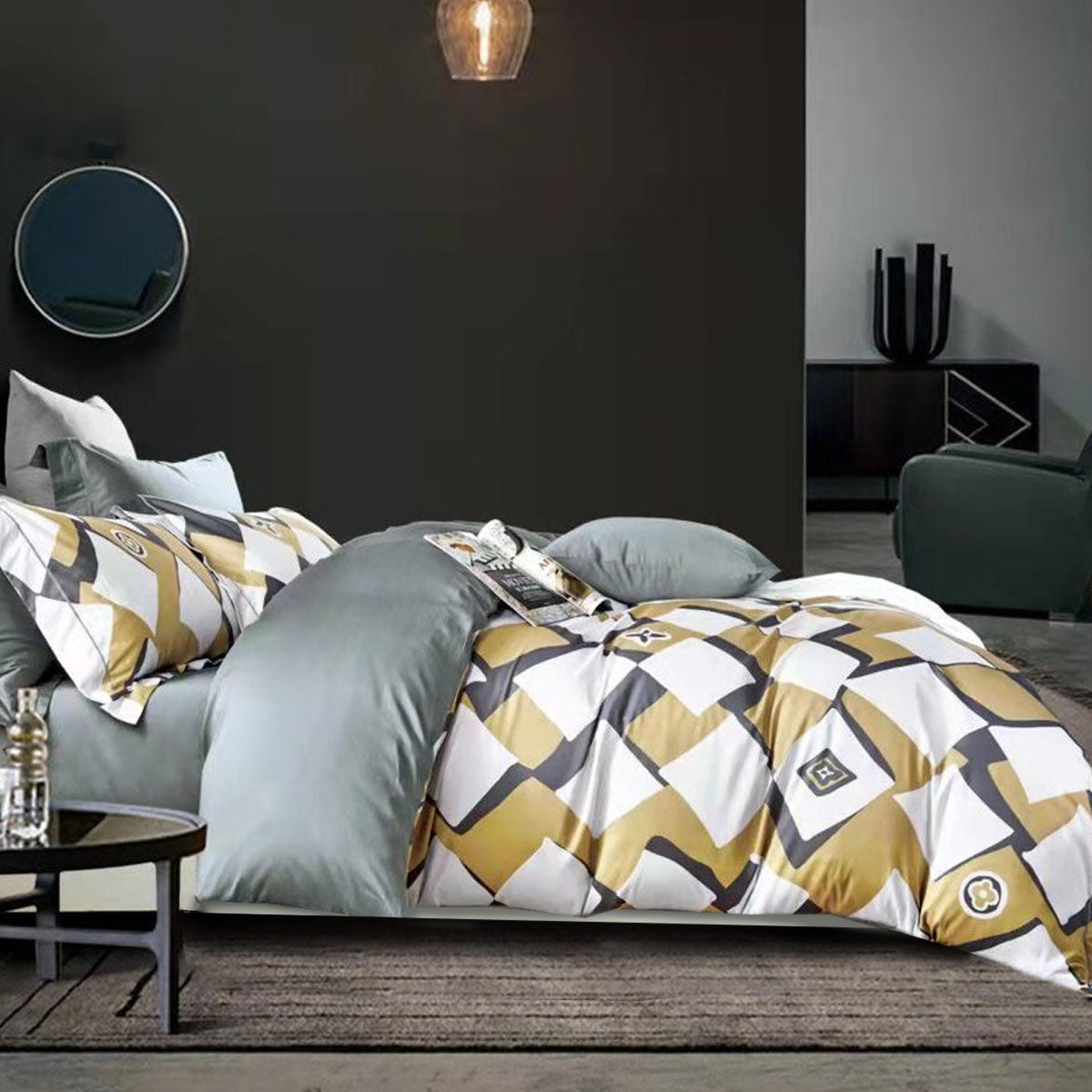 400TC Cotton Sateen Quilt Cover Set Modern Art Queen Tristar Online