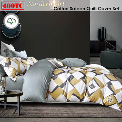 400TC Cotton Sateen Quilt Cover Set Modern Art Queen Tristar Online