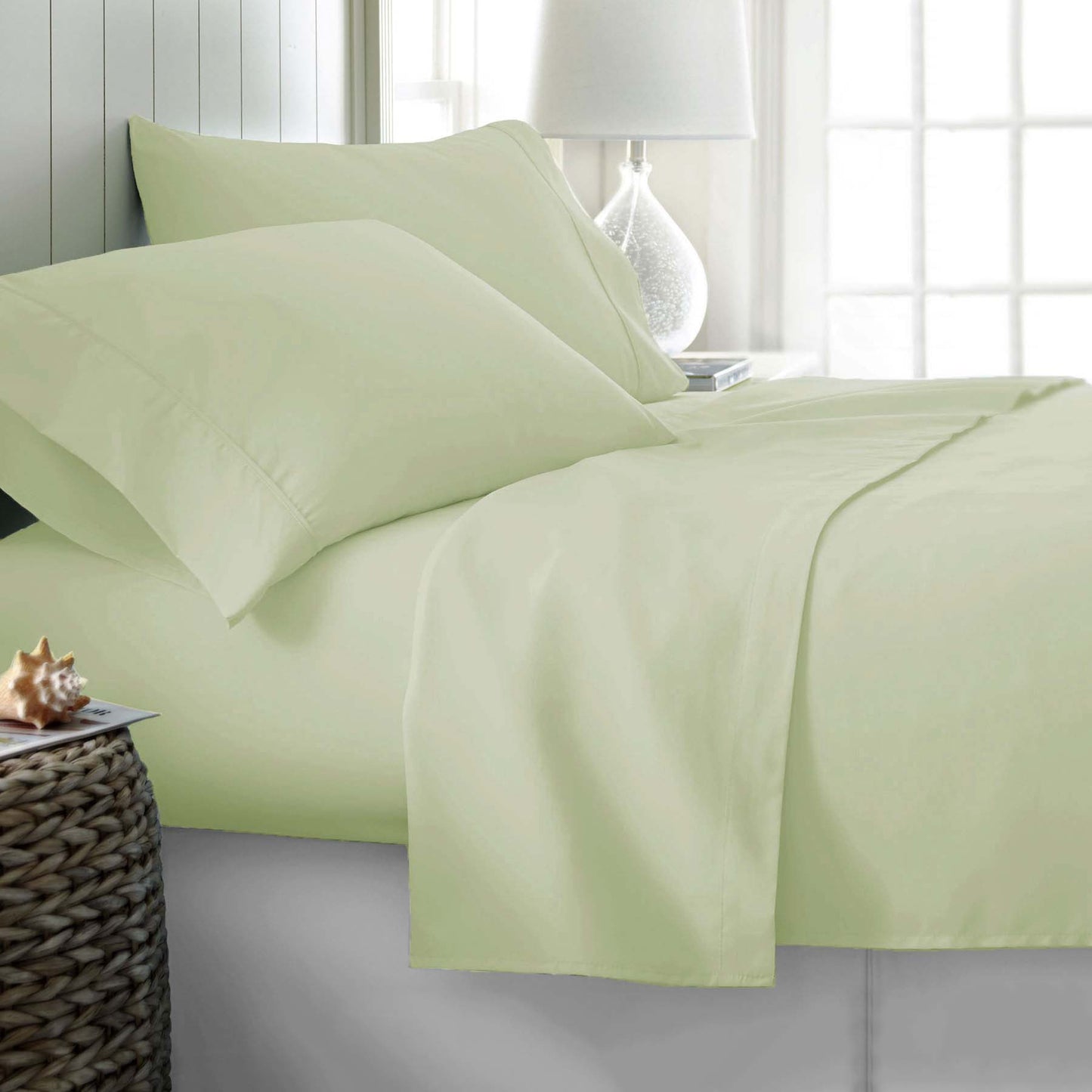 400TC Cotton Sateen Sheet Set Queen - Ivory (with a Hint of Green) Tristar Online