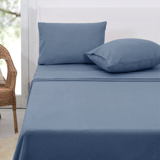 Polar Fleece Sheet Set Queen 36cm Wall Airforce Blue Tristar Online