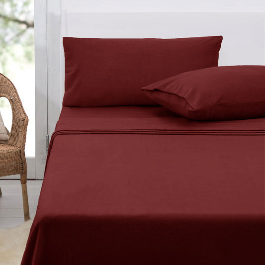 Polar Fleece Sheet Set King 36cm Wall with King Pillowcases Burgundy Tristar Online