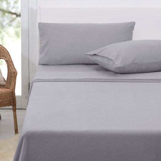 Polar Fleece Sheet Set King 36cm Wall with King Pillowcases Grey Tristar Online