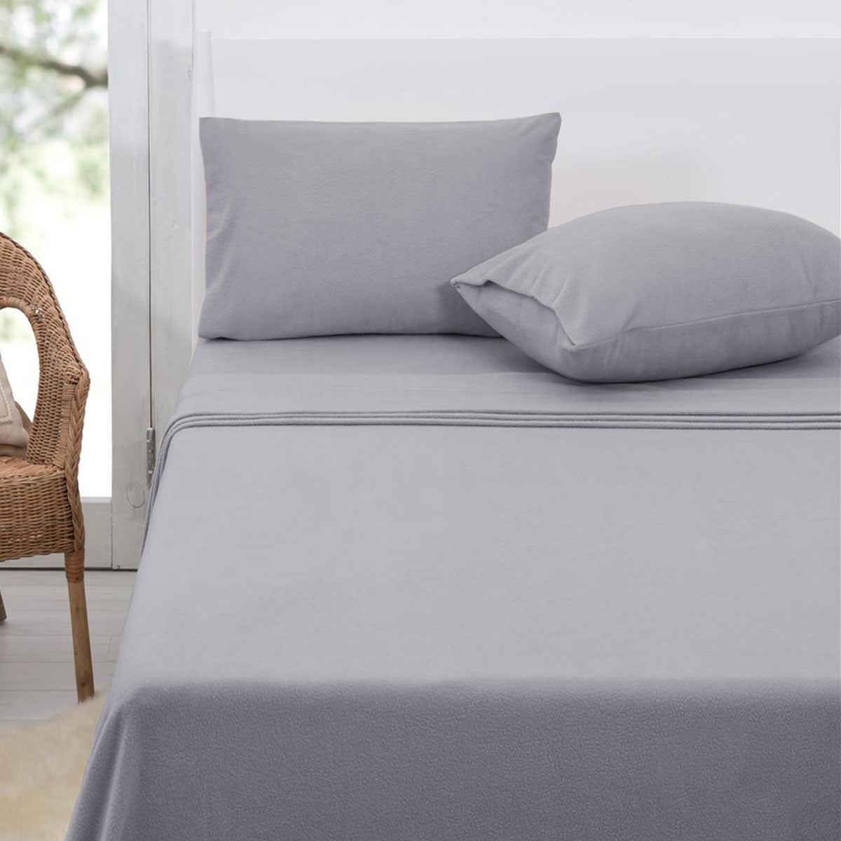 Polar Fleece Sheet Set Queen 36cm Wall Grey Tristar Online