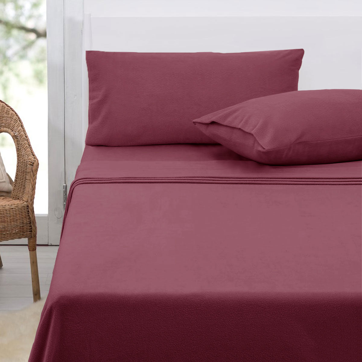 Polar Fleece Sheet Set King 36cm Wall with King Pillowcases Rosewood Tristar Online