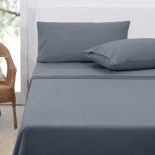 Polar Fleece Sheet Set King 36cm Wall with King Pillowcases Slate Tristar Online