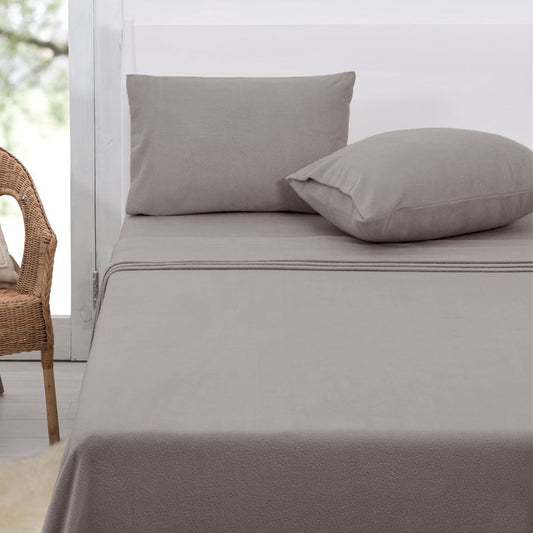 Polar Fleece Sheet Set Queen 36cm Wall Taupe Tristar Online