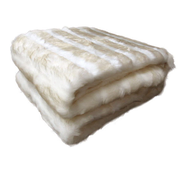 Faux Fur Luxury Animal Throw Rug White Cream Chinchilla Tristar Online