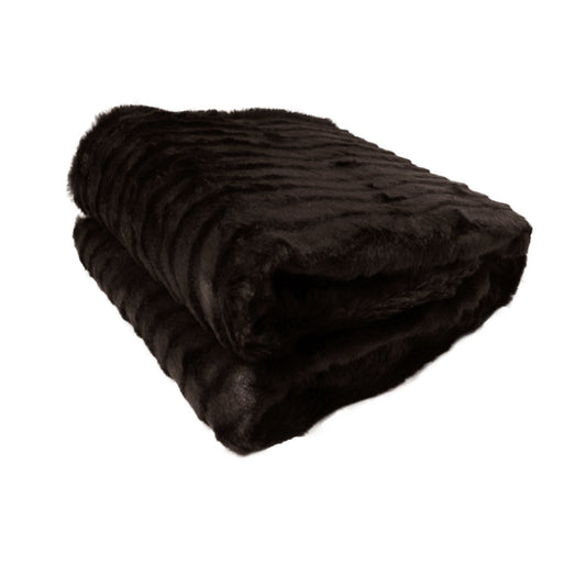 Faux Fur Striped Throw Rug Dark Chocolate Tristar Online