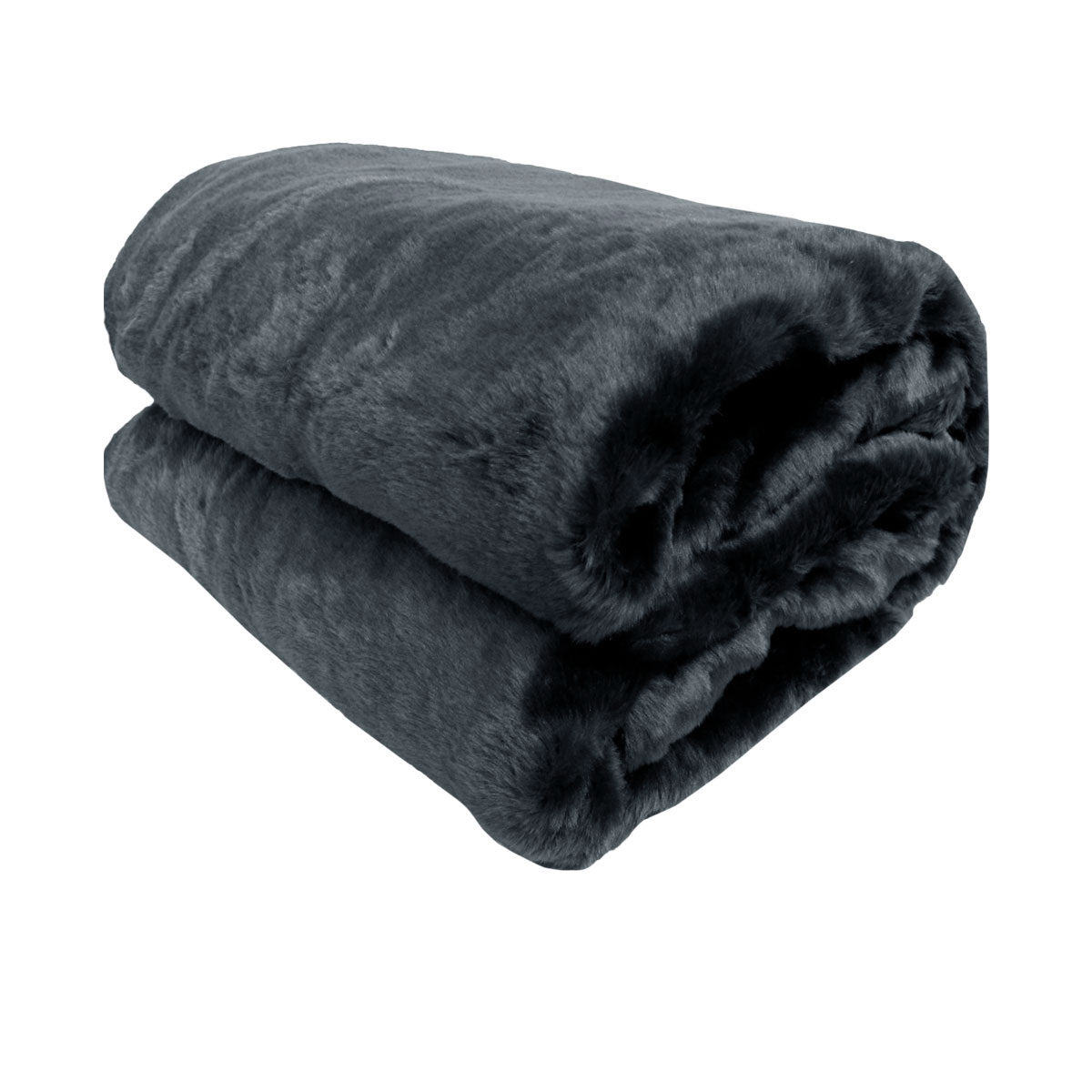 Titan Charcoal Faux Fur Throw Rug 127 x 152 cm Tristar Online
