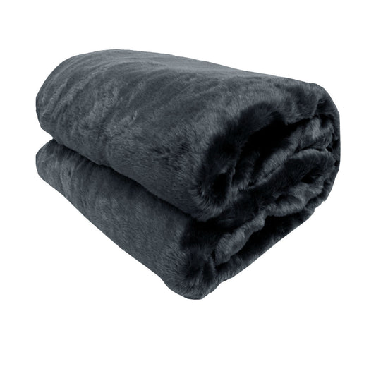 Titan Charcoal Faux Fur Throw Rug 127 x 152 cm Tristar Online