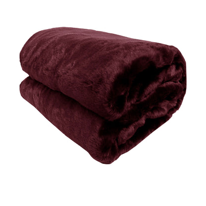 Venus Burgundy Faux Fur Throw Rug 127 x 152 cm Tristar Online