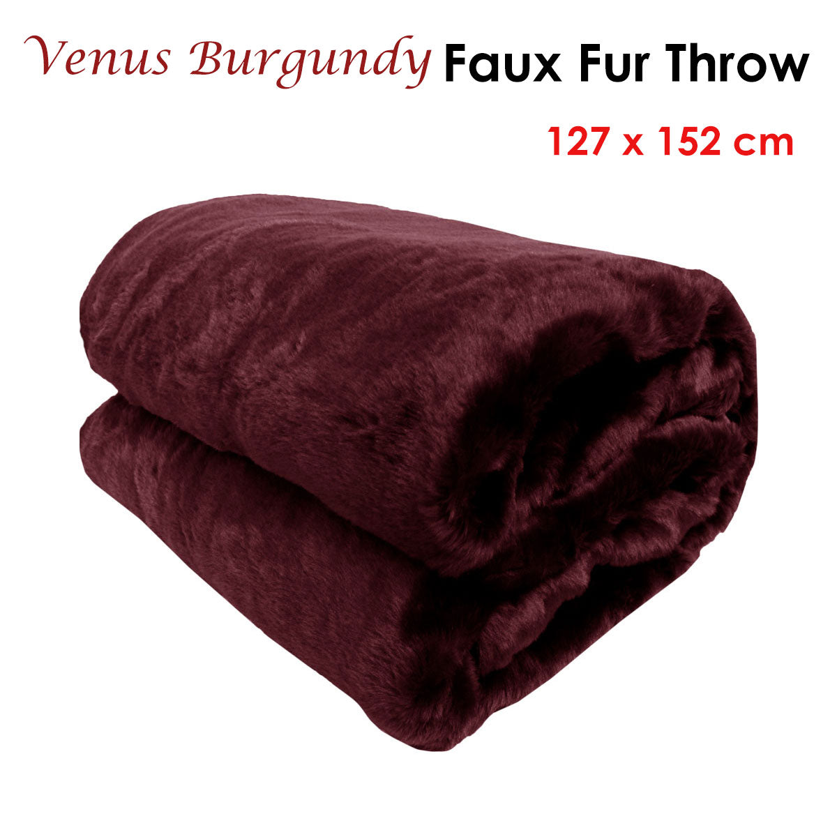 Venus Burgundy Faux Fur Throw Rug 127 x 152 cm Tristar Online