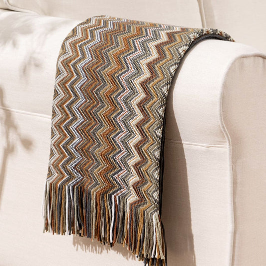 Caribbean Brown Mix Knitted Throw Rug Tristar Online