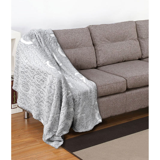 Embossed Print Throw Grey Numbers Tristar Online