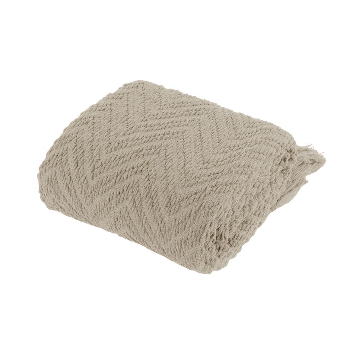 Ezra Taupe Knitted Throw Rug Tristar Online