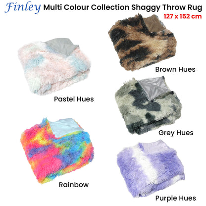 Finley Multi Colour Collection Shaggy Throw Rug 127 x 152cm Pastel Hues Tristar Online