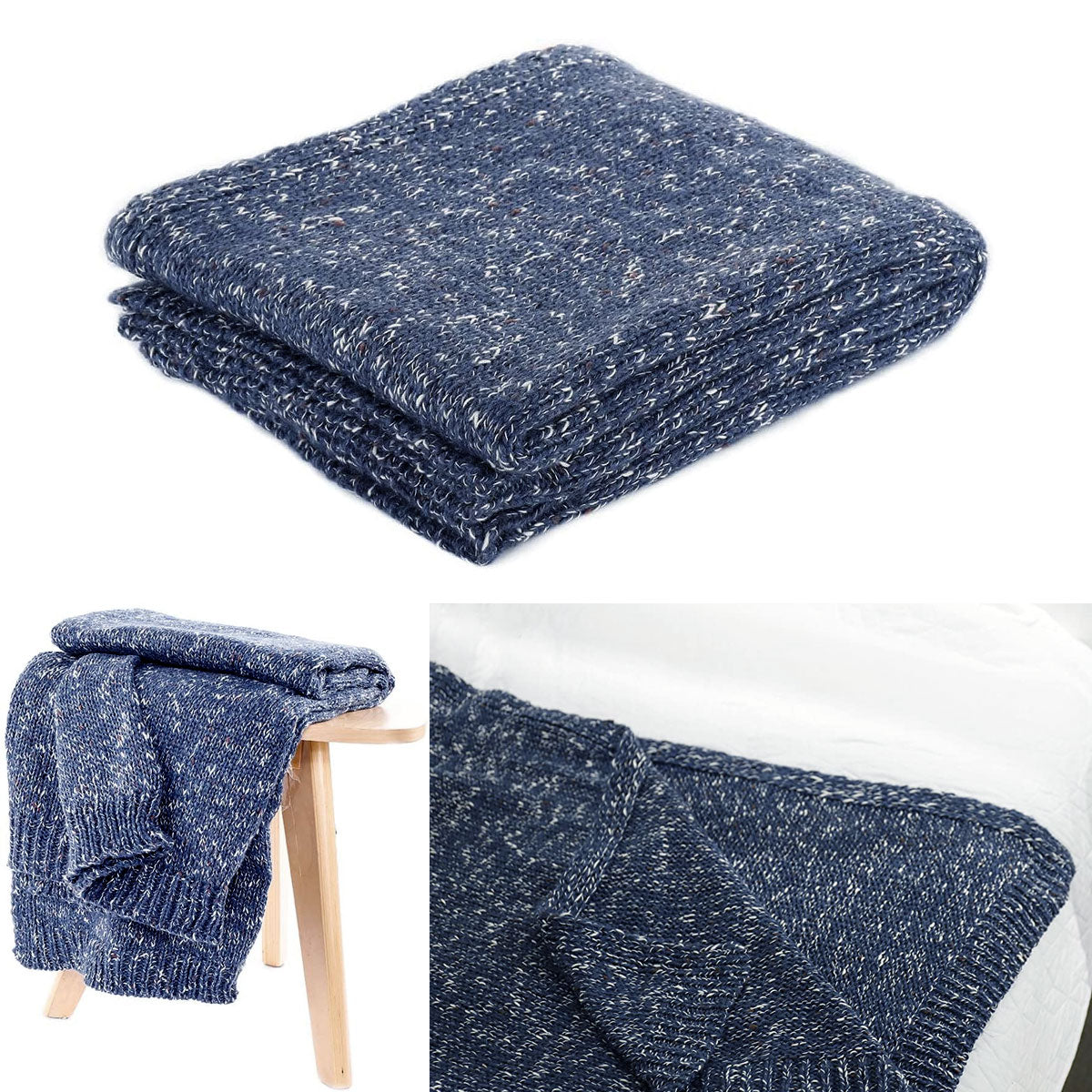 Havana Blue Woven Throw Rug 127 x 152 cm Tristar Online