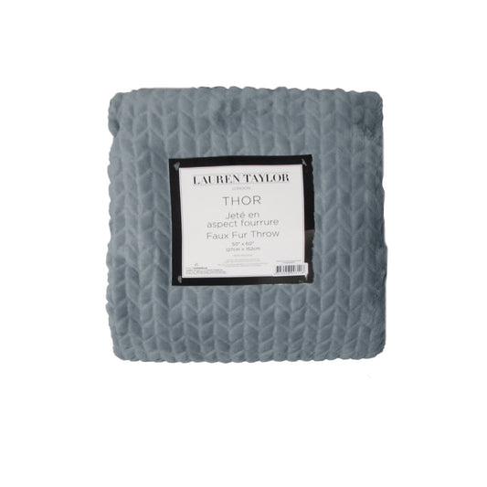 Herringbone Faux Fur Throw Rug Steel Tristar Online