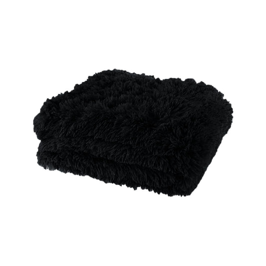 Lucia Nutural Collection Shaggy Throw Rug 127 x 152cm Black Tristar Online