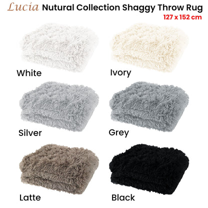 Lucia Nutural Collection Shaggy Throw Rug 127 x 152cm Black Tristar Online