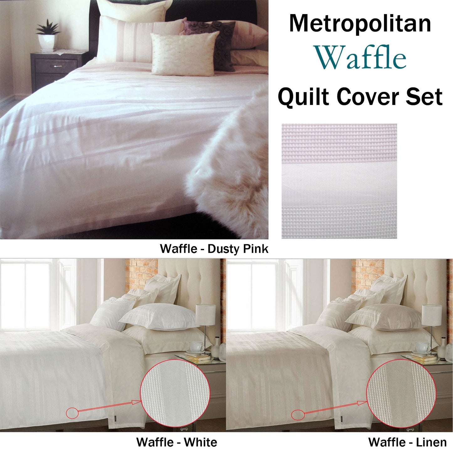 Metropolitan Waffle Quilt Cover Set Pink - KING Tristar Online