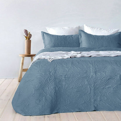 Bambury Paisley Embossed Blue Coverlet Set Queen/King Tristar Online