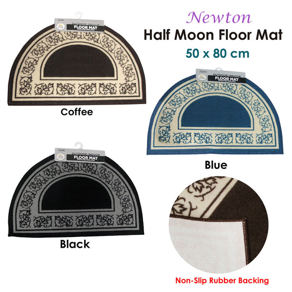 Newton Half Moon Floor Mat 50 x 80cm Black Tristar Online