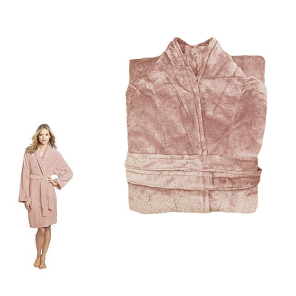 190GSM Ultra Soft Plush Fleece Bath Robe Dusty Rose L Tristar Online
