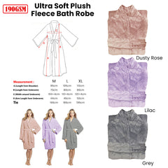 190GSM Ultra Soft Plush Fleece Bath Robe Dusty Rose L Tristar Online