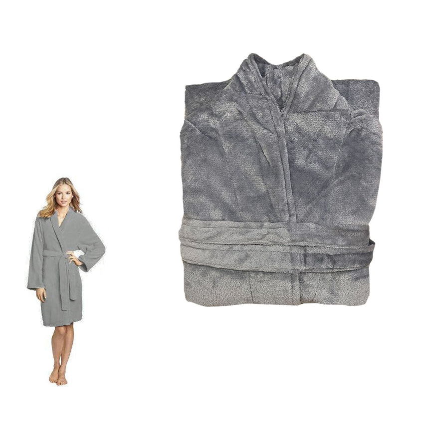 190GSM Ultra Soft Plush Fleece Bath Robe Grey L Tristar Online