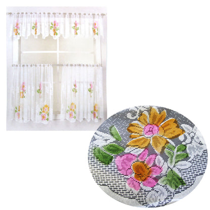 3 Pce Cafe Blooms Lace Kitchen Curtain Set Tristar Online