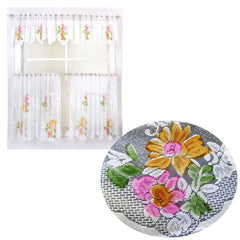 3 Pce Cafe Blooms Lace Kitchen Curtain Set Tristar Online