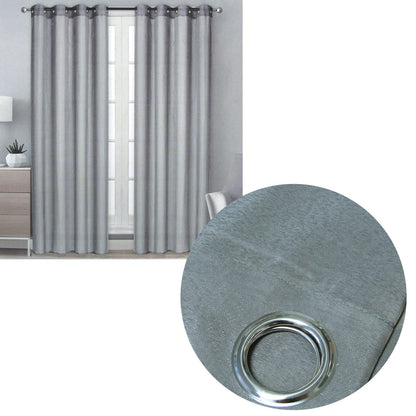 Pair of Solid Colour Sheer Eyelet Curtains 137 x 213 cm Grey Tristar Online