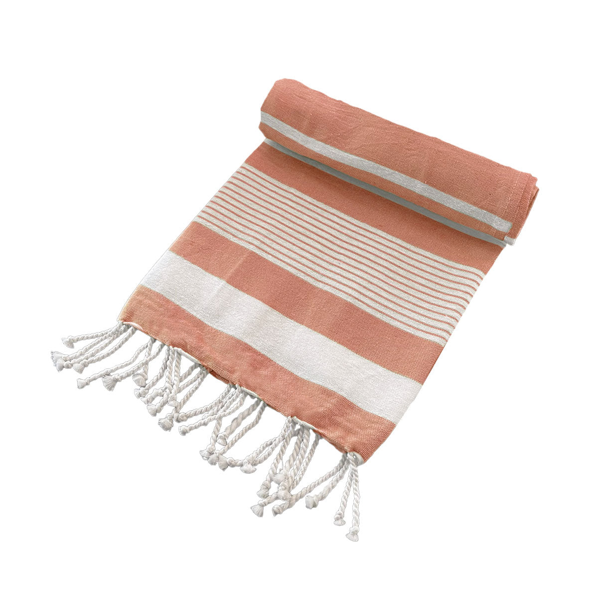 Cotton Rich Large Turkish Beach Towel with Tassels 80cm x 155cm Coral Tristar Online