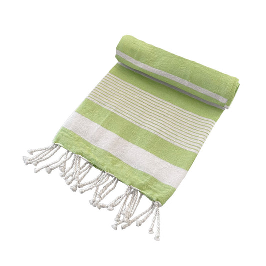 Cotton Rich Large Turkish Beach Towel with Tassels 80cm x 155cm Green Tristar Online