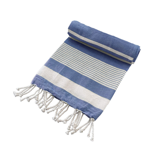 Cotton Rich Large Turkish Beach Towel with Tassels 80cm x 155cm Navy Tristar Online