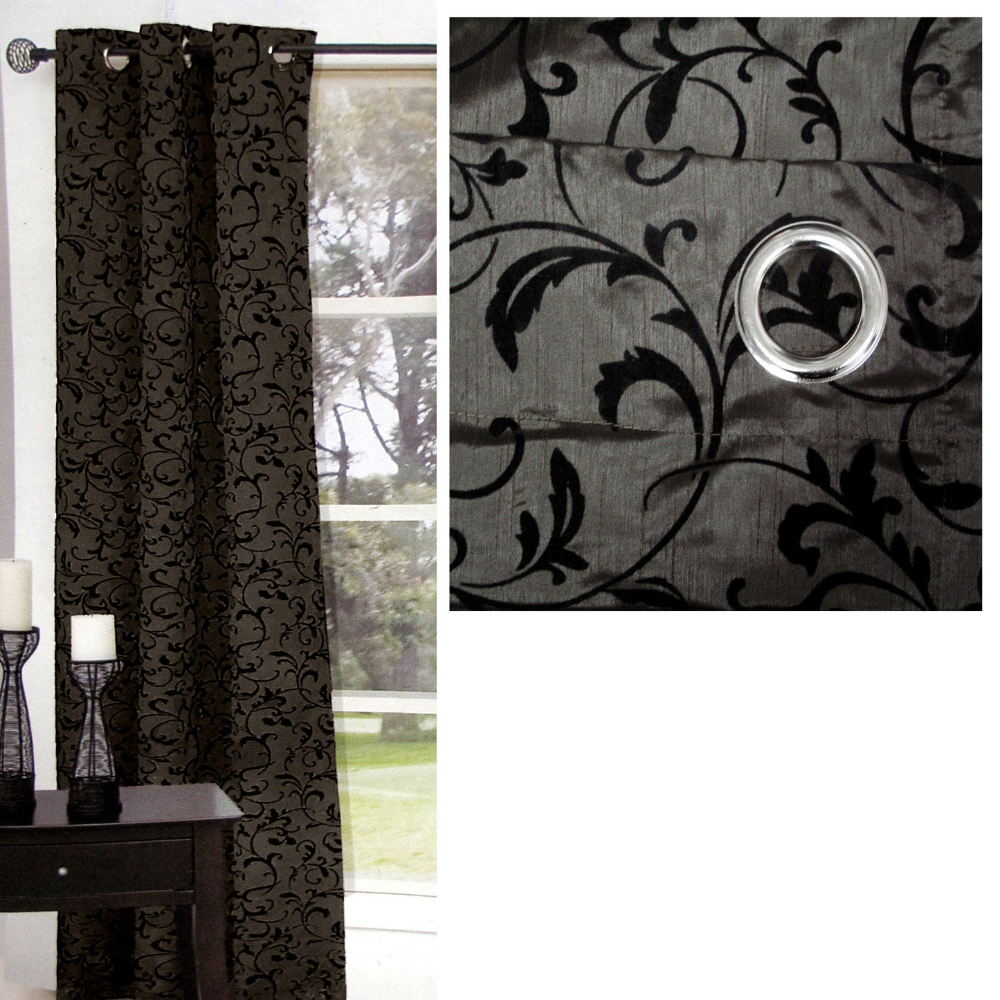One Piece of Options Flocking Unlined Curtain 110 x 213 cm Charcoal Tristar Online