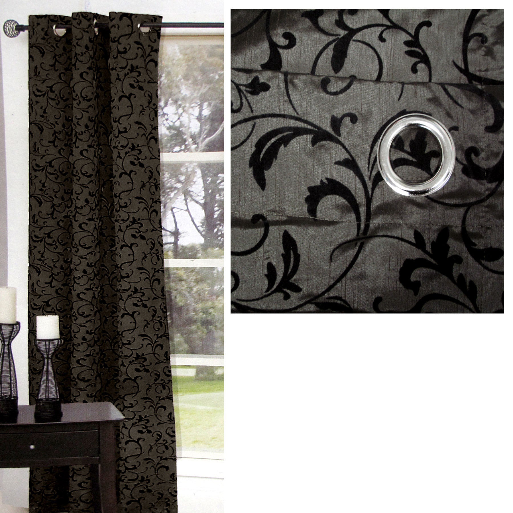 One Piece of Options Flocking Unlined Curtain 110 x 213 cm Charcoal Tristar Online