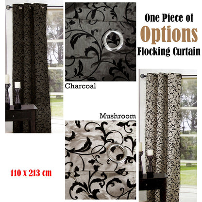 One Piece of Options Flocking Unlined Curtain 110 x 213 cm Charcoal Tristar Online
